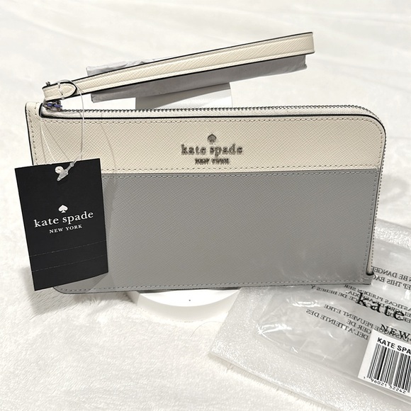 kate spade Handbags - Kate Spade Lucy Medium L-Zip Wristlet, Platinum